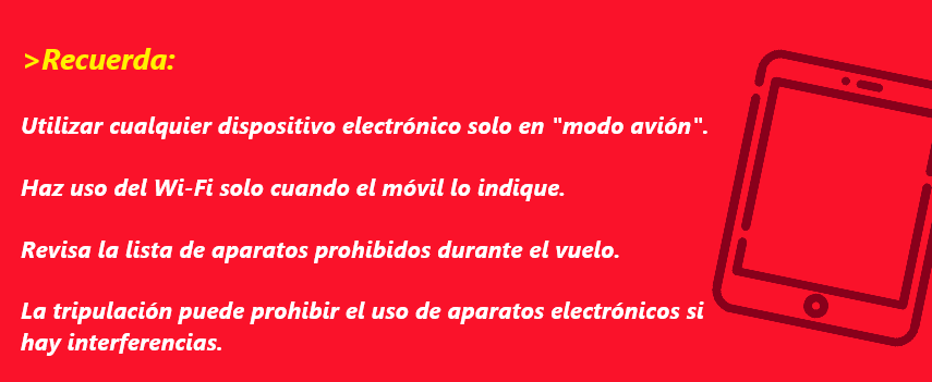 recordatorio uso aparatos electronicos que puedes llevar en el equipaje de mano iberia